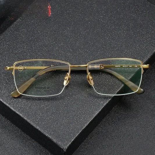 Unisex Square Semi-Rimless Titanium Prescription Glasses 932370 — view 1 | Rx Spectacle