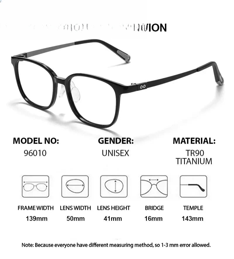 Unisex Square Full Rim Titanium Prescription Glasses 696010 — view 4 | Rx Spectacle