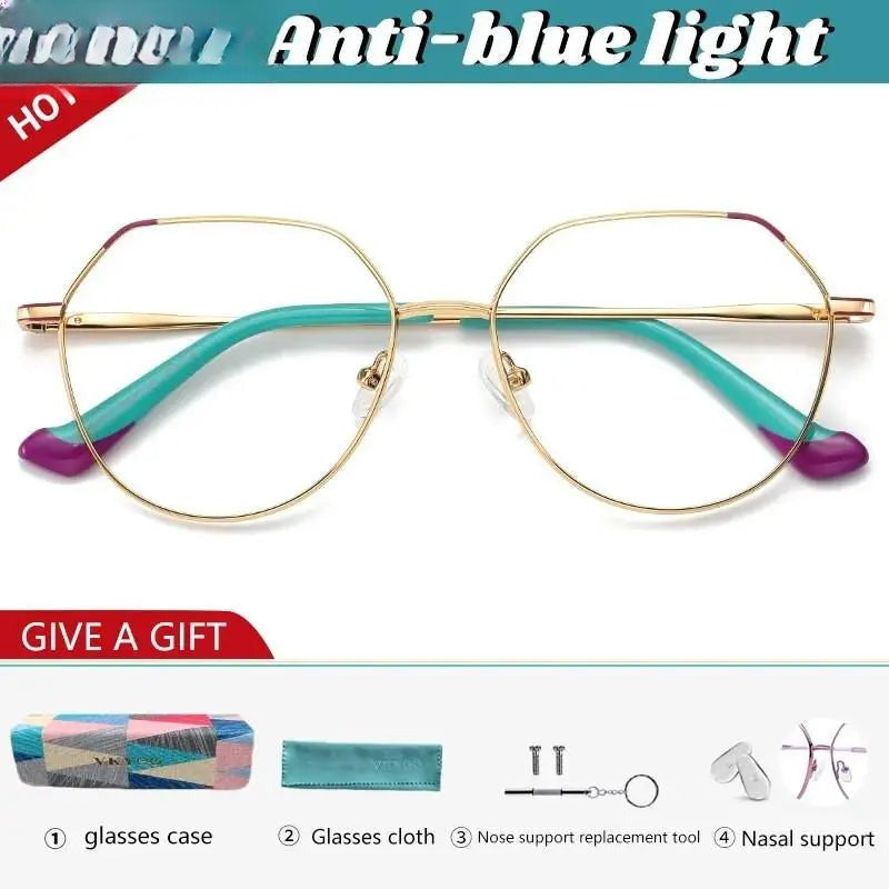 Women's Polygon Full Rim Stainless Steel Reading Glasses 3013 — view 7 | Rx Spectacle