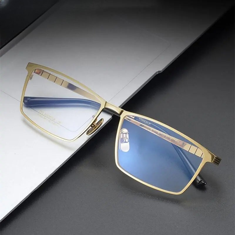 Men's Square Full Rim Titanium Prescription Glasses Dj066 — view 10 | Rx Spectacle