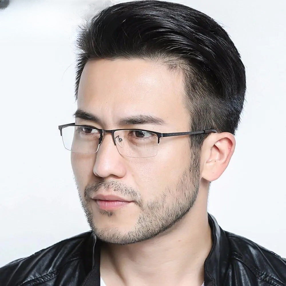 Men's Square Semi-Rimless Alloy Prescription Glasses 2017 — view 4 | Rx Spectacle