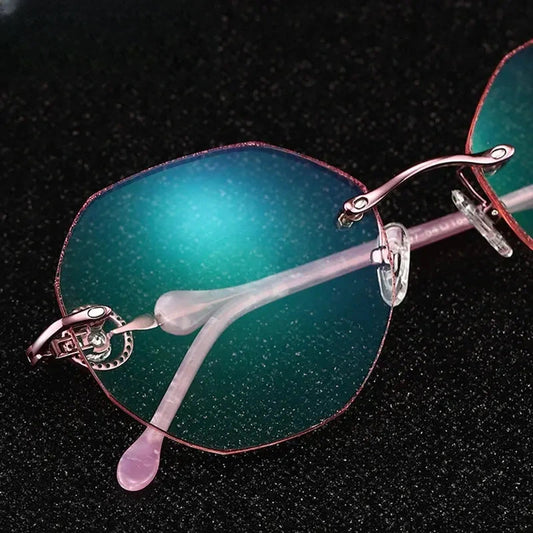 Women's Polygon Rimless Titanium Oversized Prescription Glasses 309776 — view 1 | Rx Spectacle