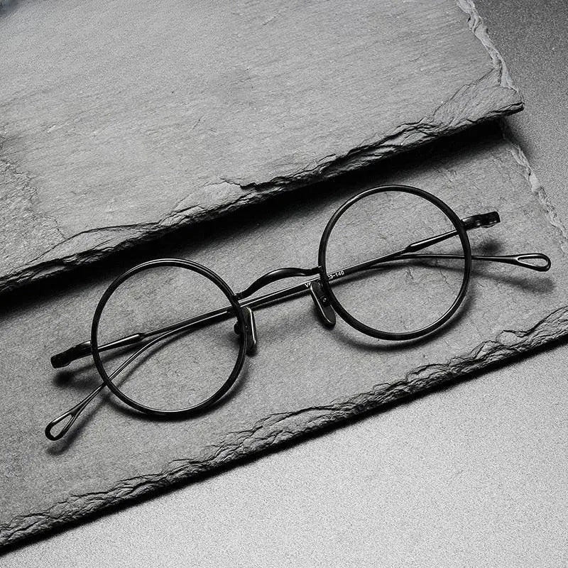 Unisex Round Full Rim Titanium Prescription Glasses V8 — view 1 | Rx Spectacle