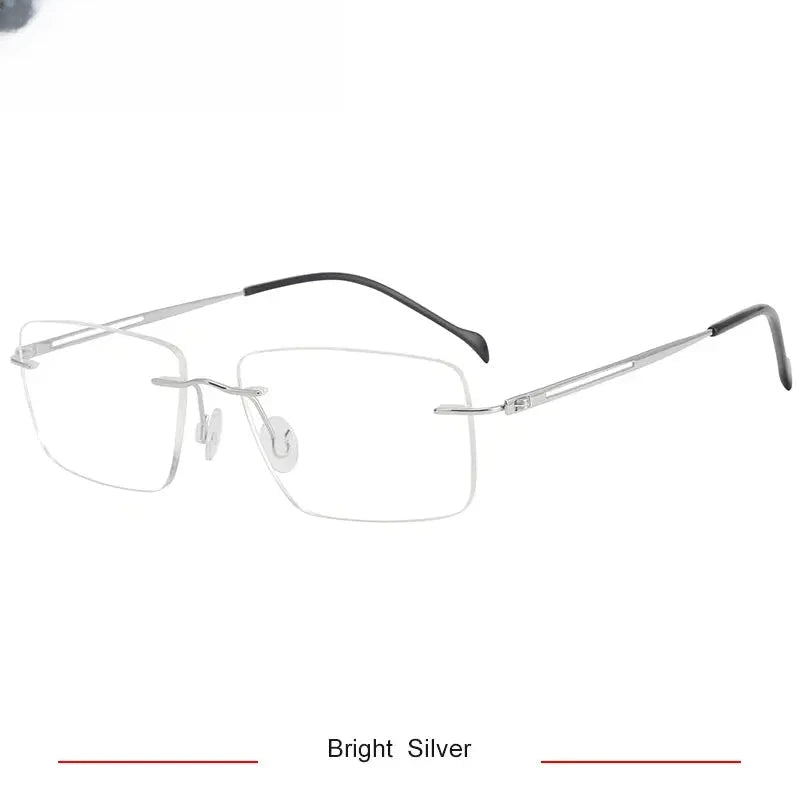 Women's Square Rimless Titanium Screwless Prescription Glasses 315019 — view 4 | Rx Spectacle