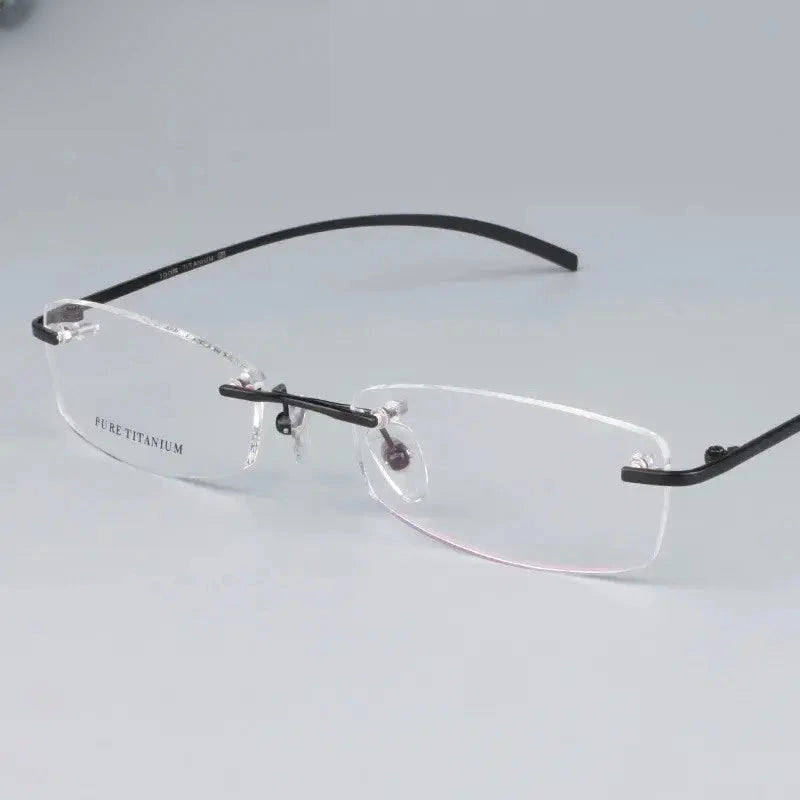 Women's Square Rimless Titanium Prescription Glasses Eyeglasses102844 — view 3 | Rx Spectacle