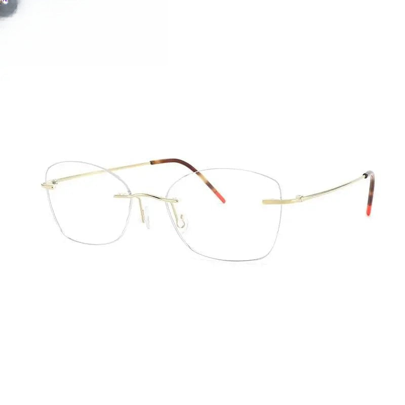 Unisex Square Rimless Titanium Prescription Glasses 9017 — view 3 | Rx Spectacle