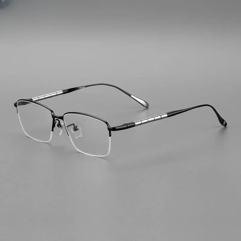 Unisex Square Semi-Rimless Titanium Reading Glasses 97028 — view 3 | Rx Spectacle