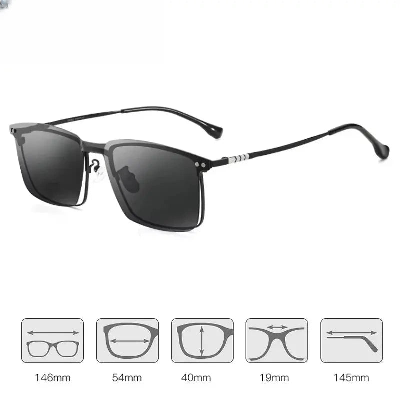 Men's Square Full Rim Alloy Clip-On Prescription Glasses 494016 — view 2 | Rx Spectacle