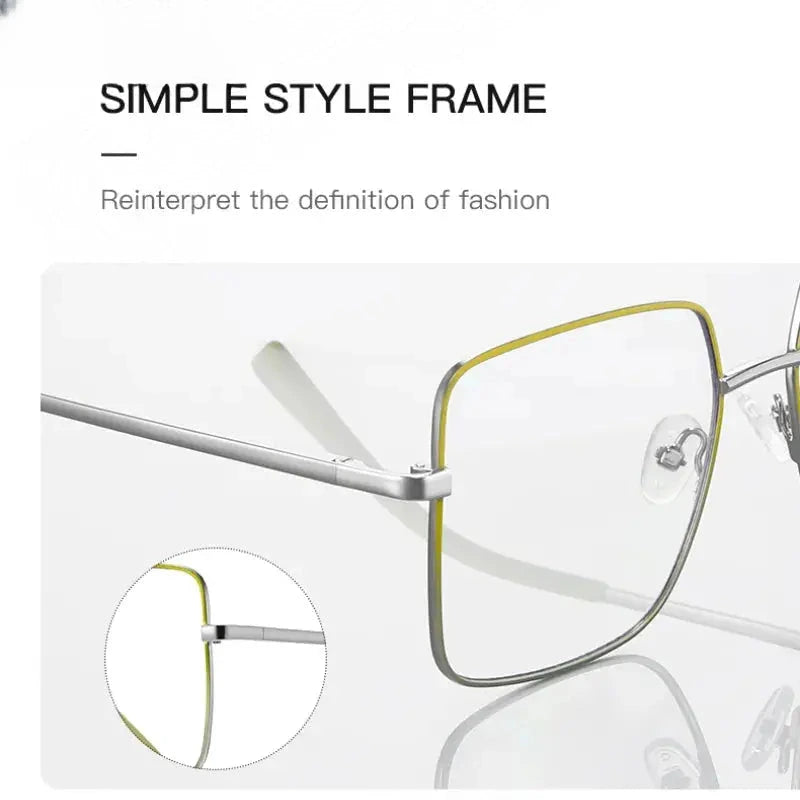 Unisex Square Full Rim Stainless Steel Reading Glasses 3089 — view 4 | Rx Spectacle