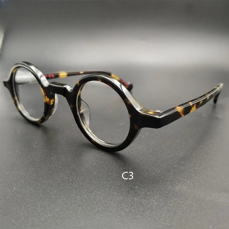 Unisex Round Full Rim Acetate Prescription Glasses Y916 — view 9 | Rx Spectacle