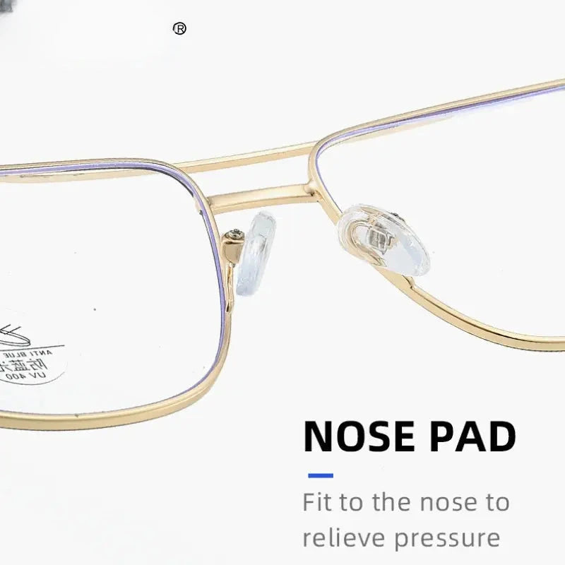 Unisex Square Full Rim Alloy Double Bridge Reading Glasses 6908 — view 5 | Rx Spectacle