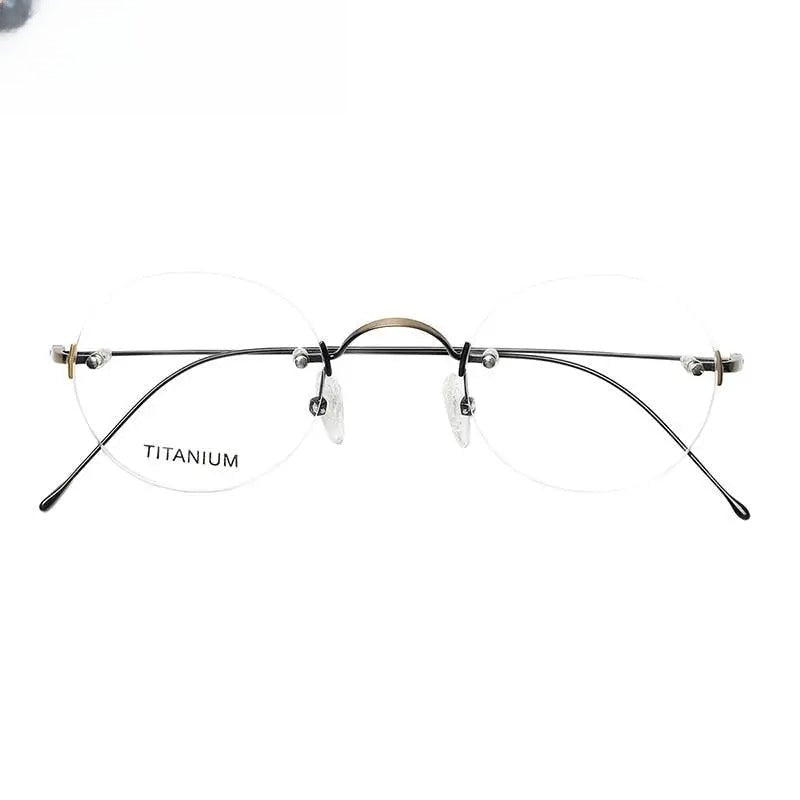 Unisex Round Rimless Titanium Prescription Glasses Kr16035 — view 9 | Rx Spectacle