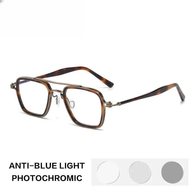 Unisex Square Full Rim Titanium Reading Glasses 75875 — view 5 | Rx Spectacle