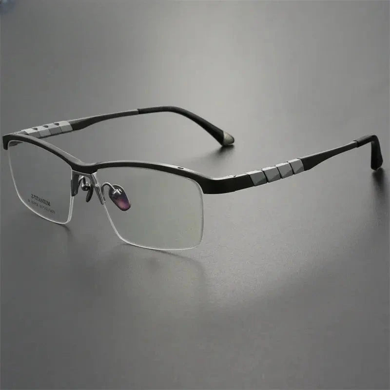 Men's Square Semi-Rimless Titanium Oversized Prescription Glasses 327035 — view 3 | Rx Spectacle