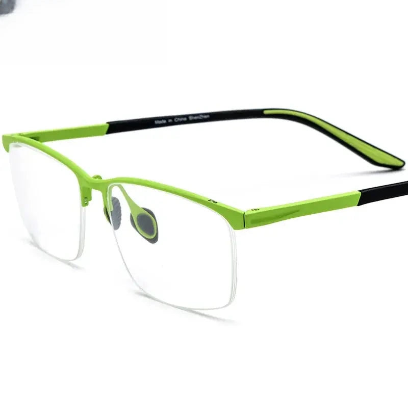 Unisex Browline Semi-Rimless Titanium Prescription Glasses 17301 — view 6 | Rx Spectacle