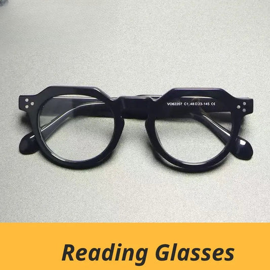 Unisex Round Full Rim Acetate Flat Top Reading Glasses Gx62207 — view 1 | Rx Spectacle