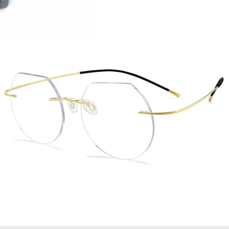 Women's Round Rimless Titanium Flat Top Prescription Glasses 70120 — view 3 | Rx Spectacle
