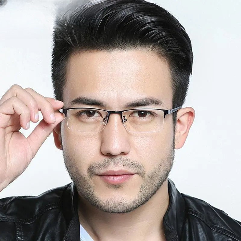 Men's Square Semi-Rimless TR90 Prescription Glasses 927 — view 6 | Rx Spectacle