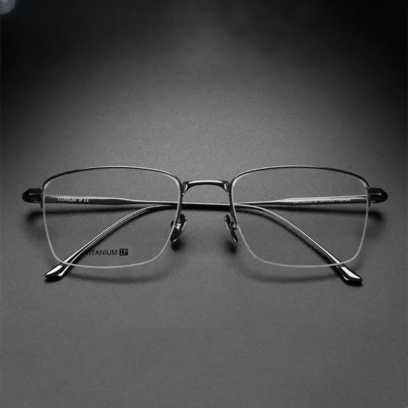 Men's Square Semi-Rimless Titanium Prescription Glasses 3812 — view 3 | Rx Spectacle