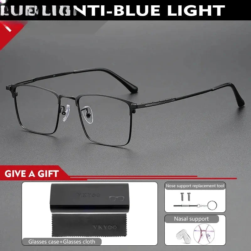 Unisex Square Semi-Rimless Titanium Oversized Reading Glasses 9027 — view 8 | Rx Spectacle