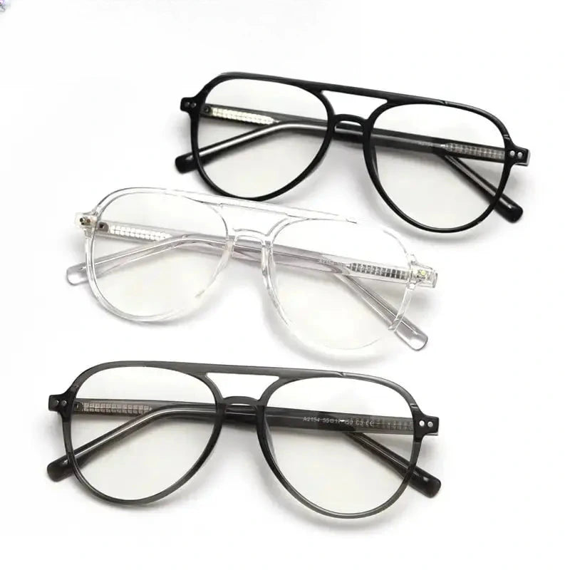 Unisex Oval Full Rim Titanium Double Bridge Prescription Glasses 62154 — view 1 | Rx Spectacle