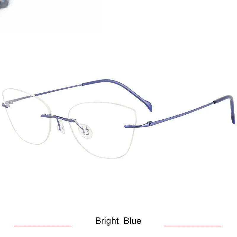 Women's Cat Eye Rimless Titanium Prescription Glasses 316086 — view 7 | Rx Spectacle