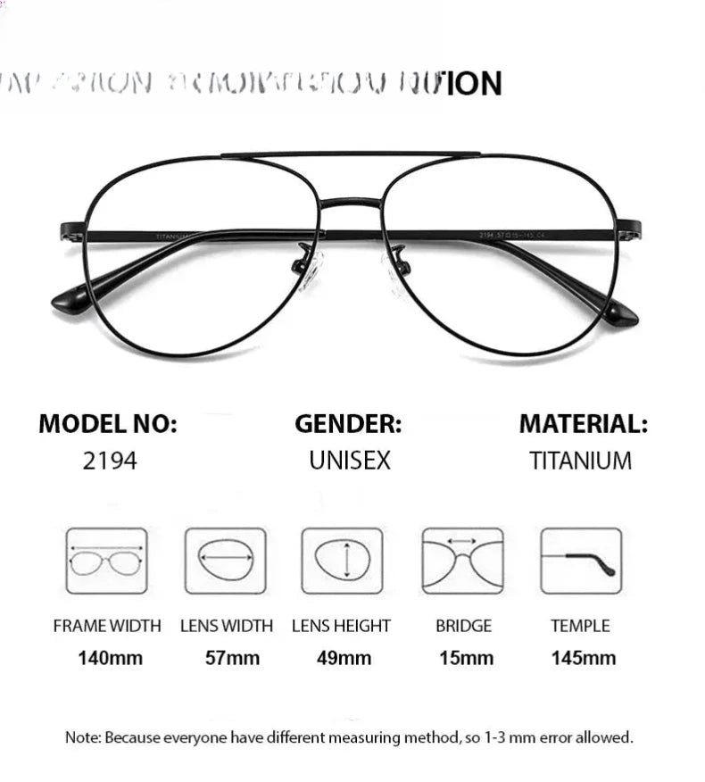 Unisex Oval Full Rim Titanium Double Bridge Prescription Glasses 612194 — view 2 | Rx Spectacle