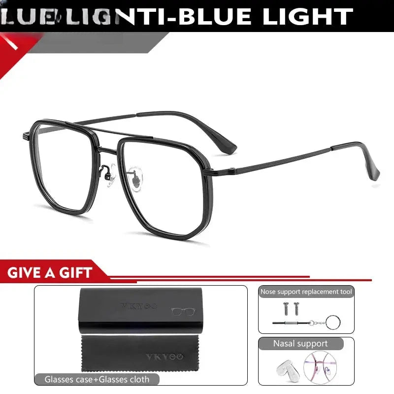 Men's Square Full Rim Titanium Double Bridge Oversized Reading Glasses 2216 — view 9 | Rx Spectacle