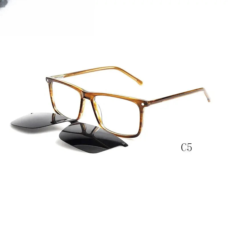 Unisex Square Full Rim Acetate Clip-On Prescription Glasses — view 5 | Rx Spectacle