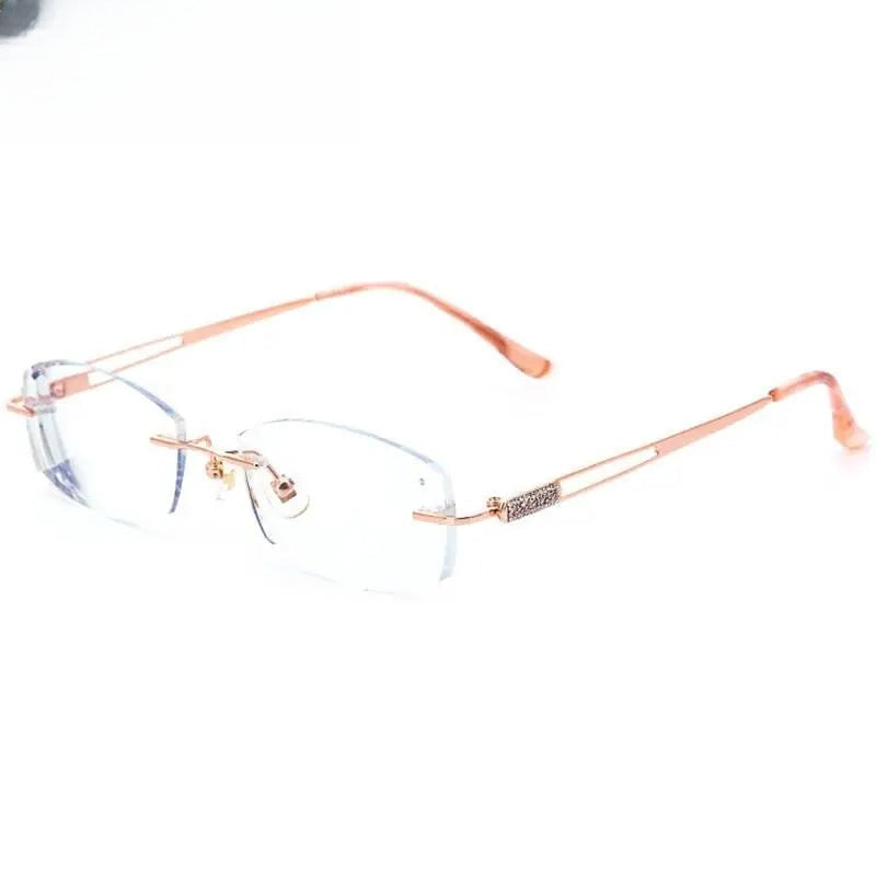 Women's Oval Rimless Titanium Prescription Glasses 6048 — view 2 | Rx Spectacle