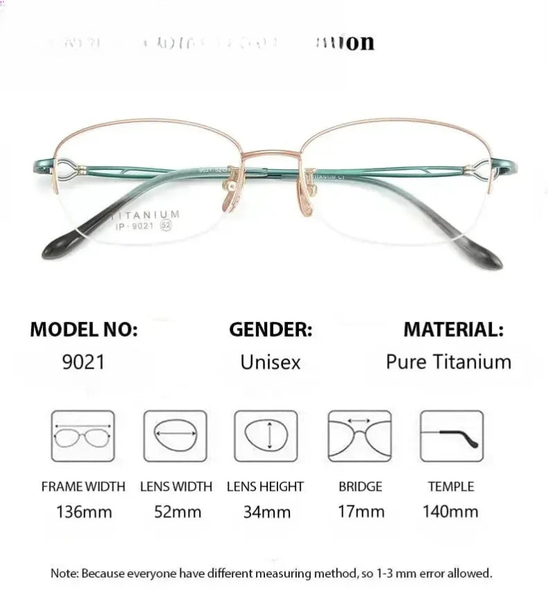 Women's Oval Semi-Rimless Titanium Prescription Glasses 90214 — view 2 | Rx Spectacle