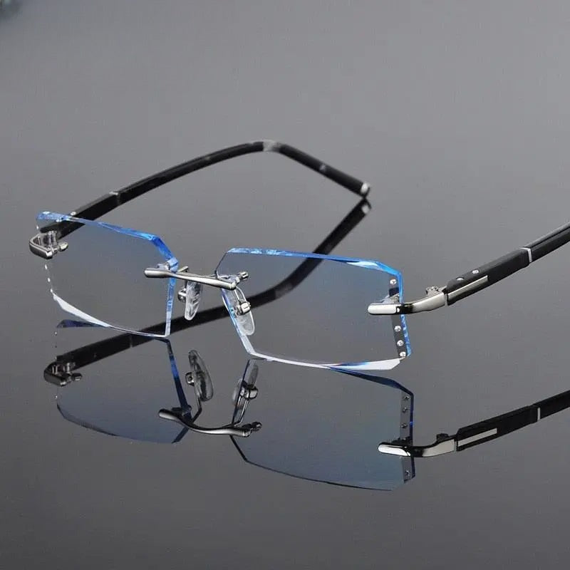 Men's Rectangular Rimless Alloy Prescription Glasses 58003 — view 4 | Rx Spectacle