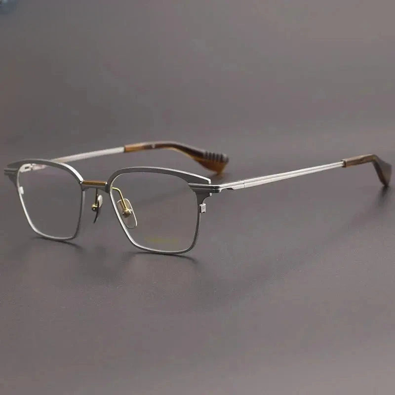 Unisex Polygon Full Rim Titanium Oversized Prescription Glasses 17524 — view 3 | Rx Spectacle