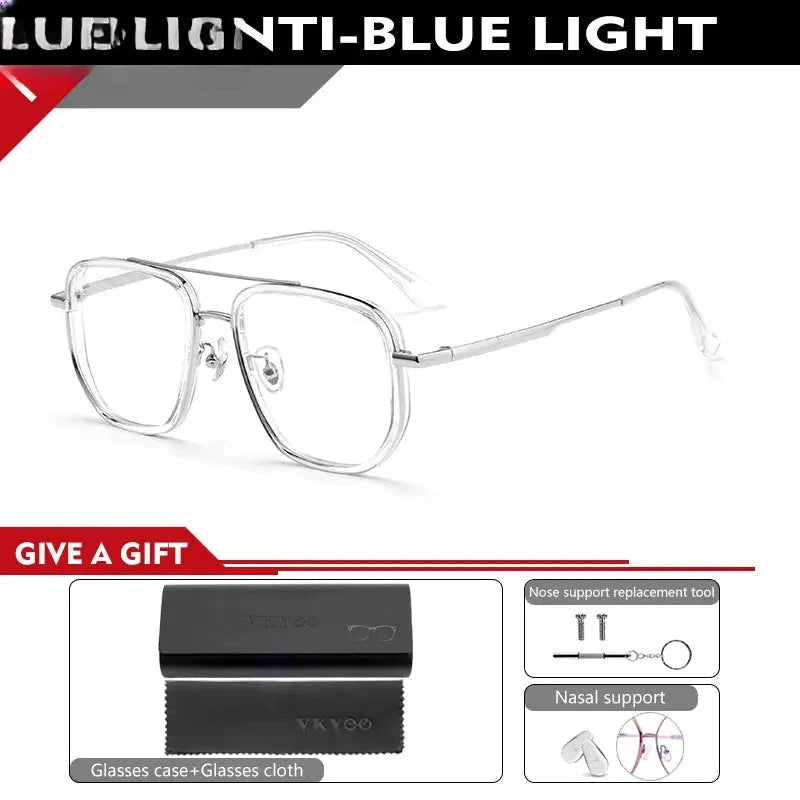 Unisex Square Full Rim Titanium Double Bridge Reading Glasses 2174 — view 9 | Rx Spectacle