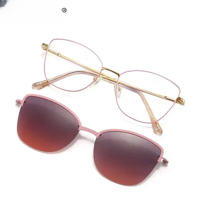 Women's Cat Eye Full Rim Alloy Clip-On Reading Glasses 70152 — view 1 | Rx Spectacle