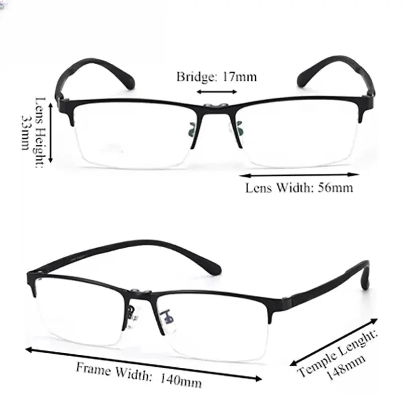 Men's Square Semi-Rimless Stainless Steel Prescription Glasses 926676 — view 2 | Rx Spectacle