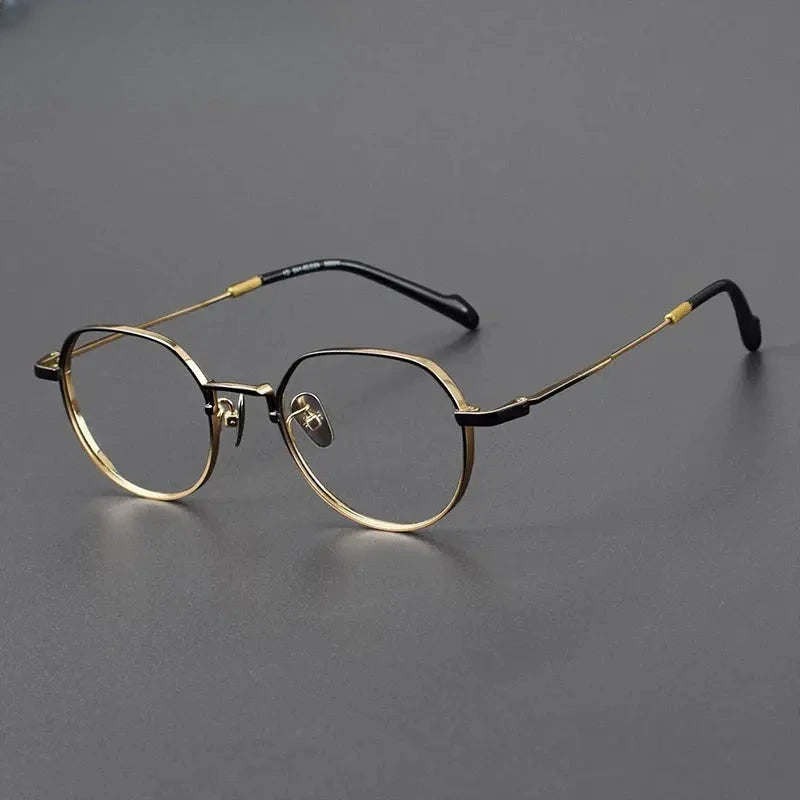 Women's Round Full Rim Titanium Flat Top Prescription Glasses 880066 — view 3 | Rx Spectacle