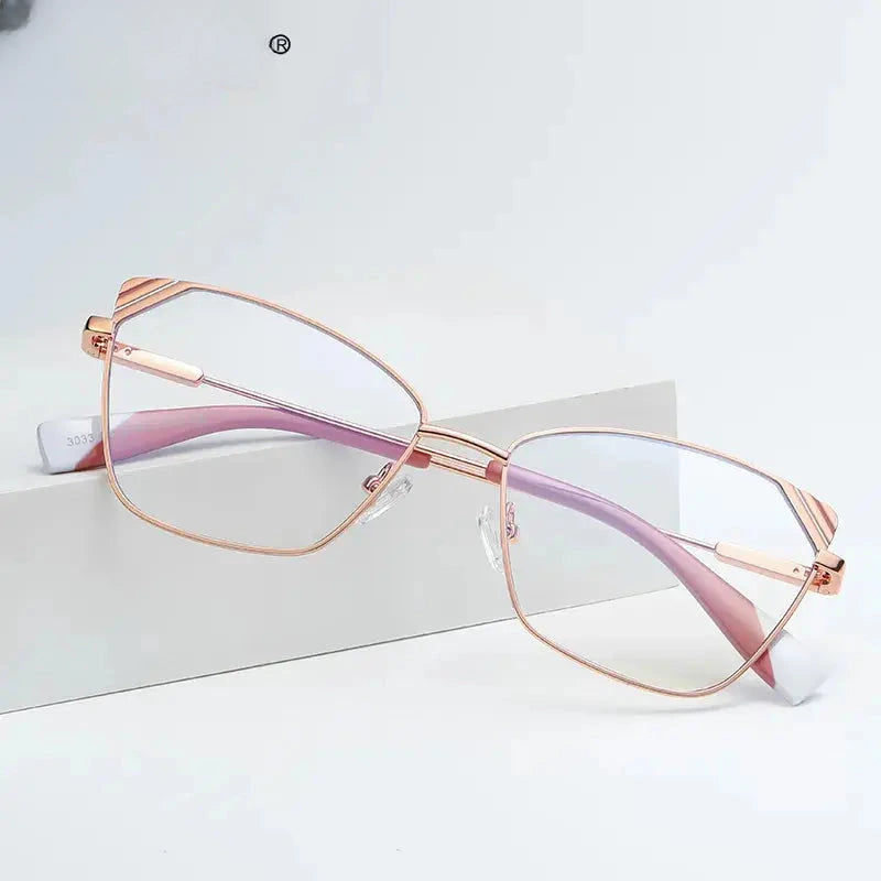 Women's Cat Eye Full Rim Alloy Reading Glasses 3033 — view 1 | Rx Spectacle