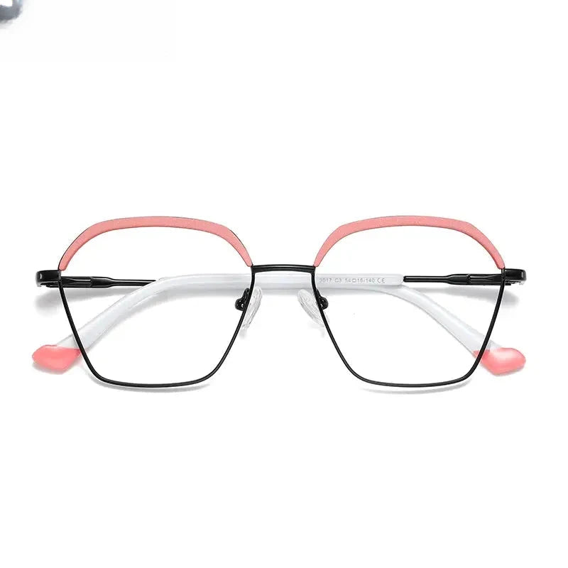 Women's Polygon Full Rim Alloy Reading Glasses 3017 — view 10 | Rx Spectacle
