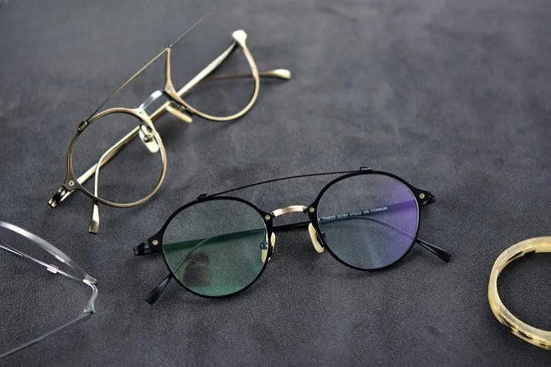 Unisex Round Full Rim Titanium Double Bridge Prescription Glasses Gxyj340 — view 10 | Rx Spectacle