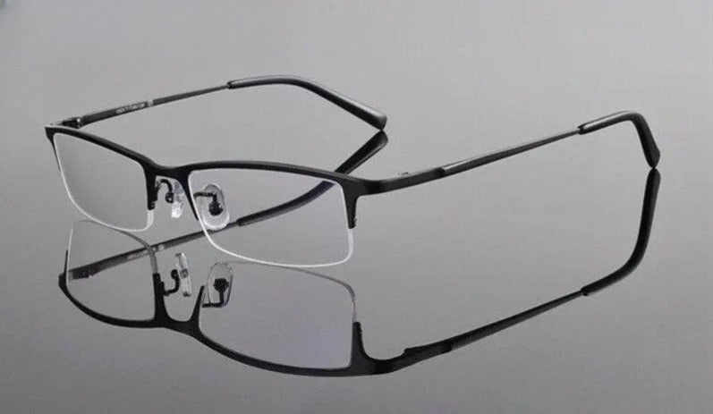 Men's Rectangular Semi-Rimless Titanium Prescription Glasses T8906s — view 3 | Rx Spectacle