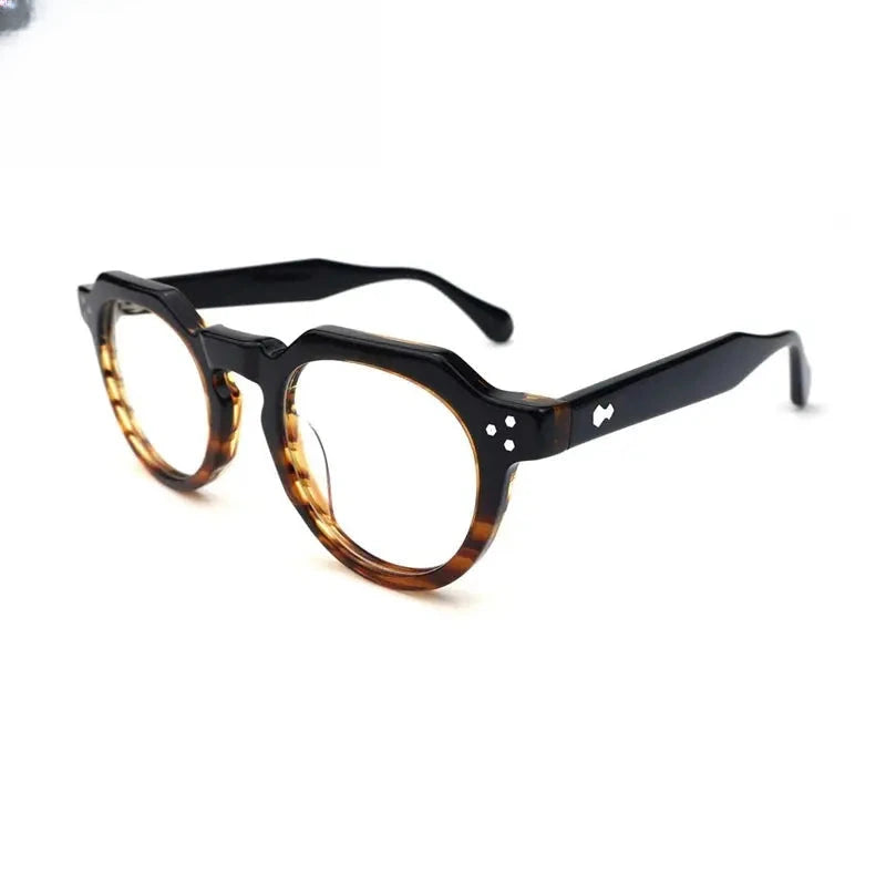Unisex Round Full Rim Acetate Flat Top Prescription Glasses G62207 — view 3 | Rx Spectacle