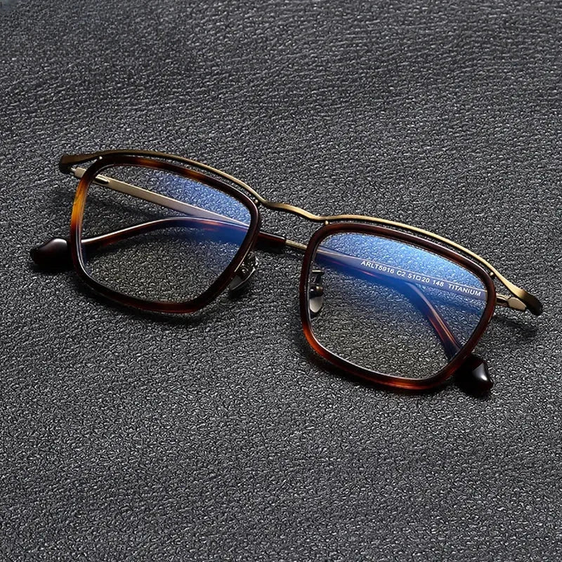 Unisex Square Full Rim Titanium Prescription Glasses Gxyj1459 — view 1 | Rx Spectacle
