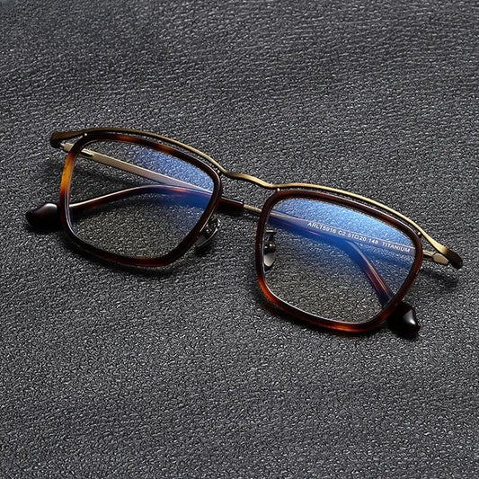 Unisex Square Full Rim Titanium Prescription Glasses Gxyj1459 — view 1 | Rx Spectacle
