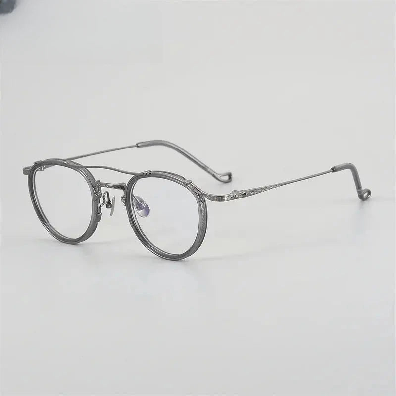 Unisex Oval Full Rim Titanium Double Bridge Prescription Glasses 881715 — view 3 | Rx Spectacle