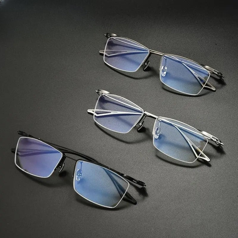 Unisex Square Semi-Rimless Titanium Prescription Glasses Gxyj936 — view 5 | Rx Spectacle