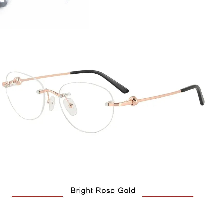 Women's Oval Rimless Titanium Prescription Glasses 420224 — view 4 | Rx Spectacle