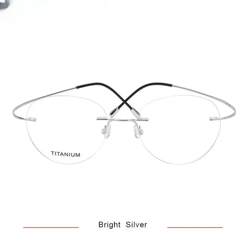 Unisex Round Rimless Titanium Prescription Glasses Kr16017 — view 2 | Rx Spectacle