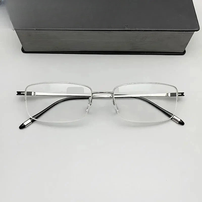 Men's Square Semi-Rimless Titanium Prescription Glasses 9850 — view 2 | Rx Spectacle