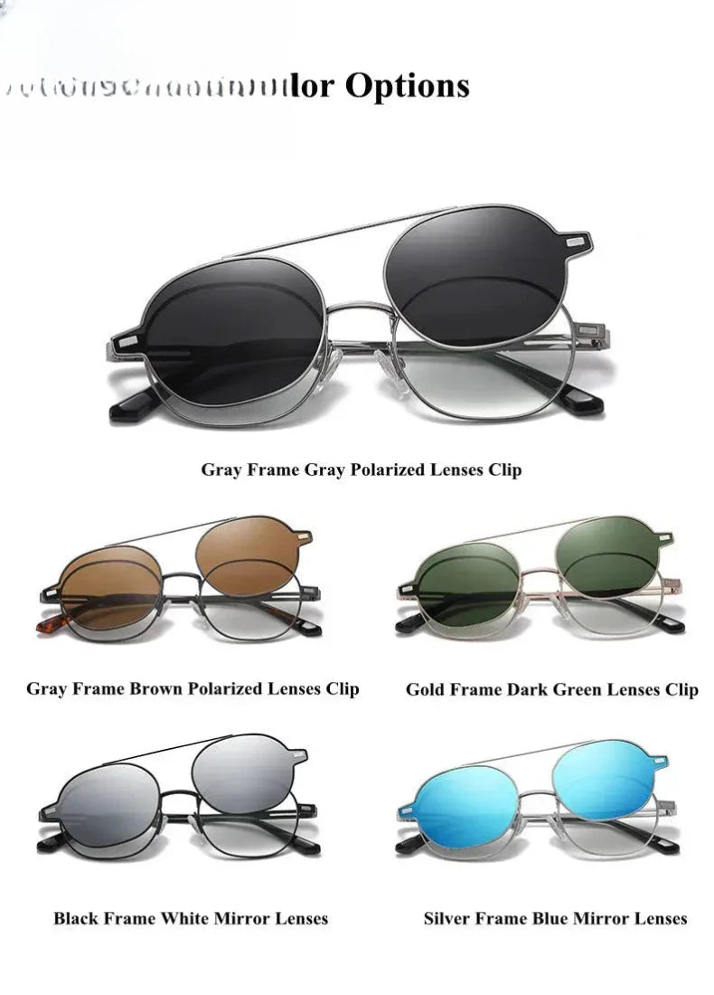 Unisex Oval Full Rim Alloy Clip-On Prescription Glasses 8802 — view 11 | Rx Spectacle